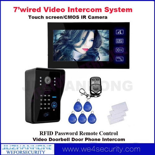 Door Access Control with remotes, cards, tags, keypad, 7-inch screen and night vision camera